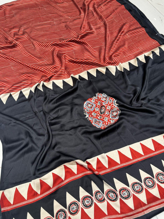 New Pure Look Ajrakh Saree