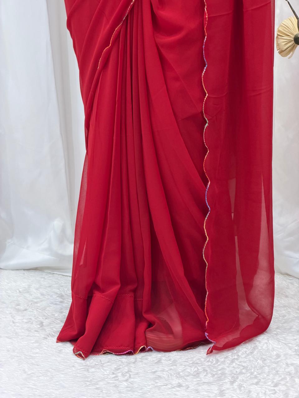 Classic Red Minimal Elegance Saree