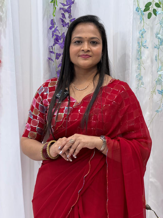 Classic Red Minimal Elegance Saree