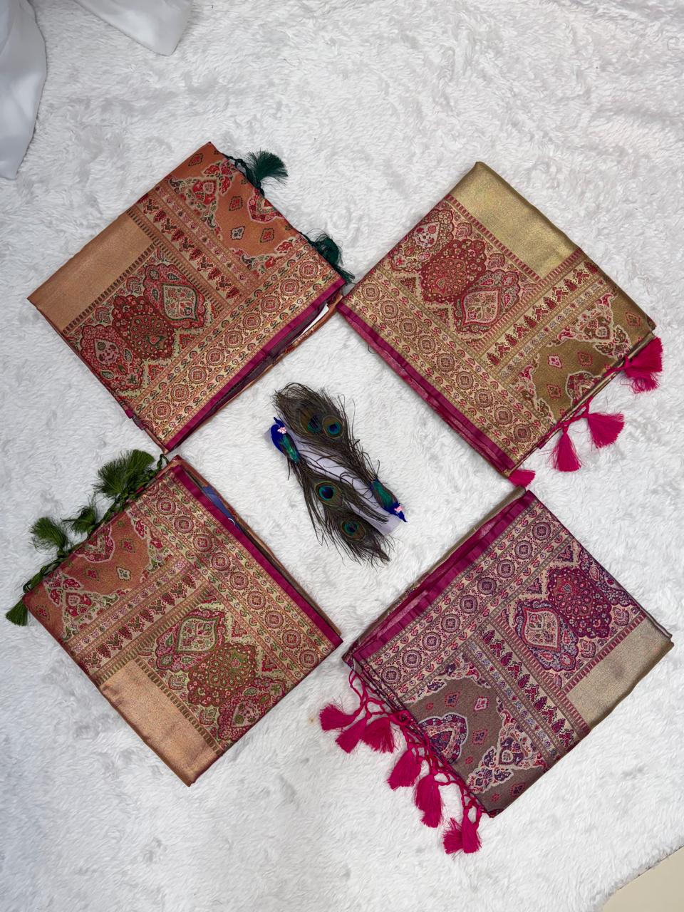 Teal Green Zari Woven Festive Saree with Designer Border