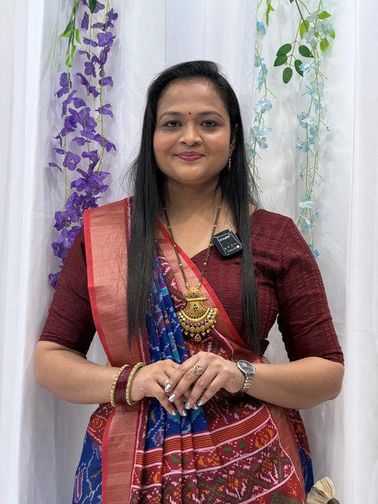 Heritage Weave Blue Saree with Contrast Border