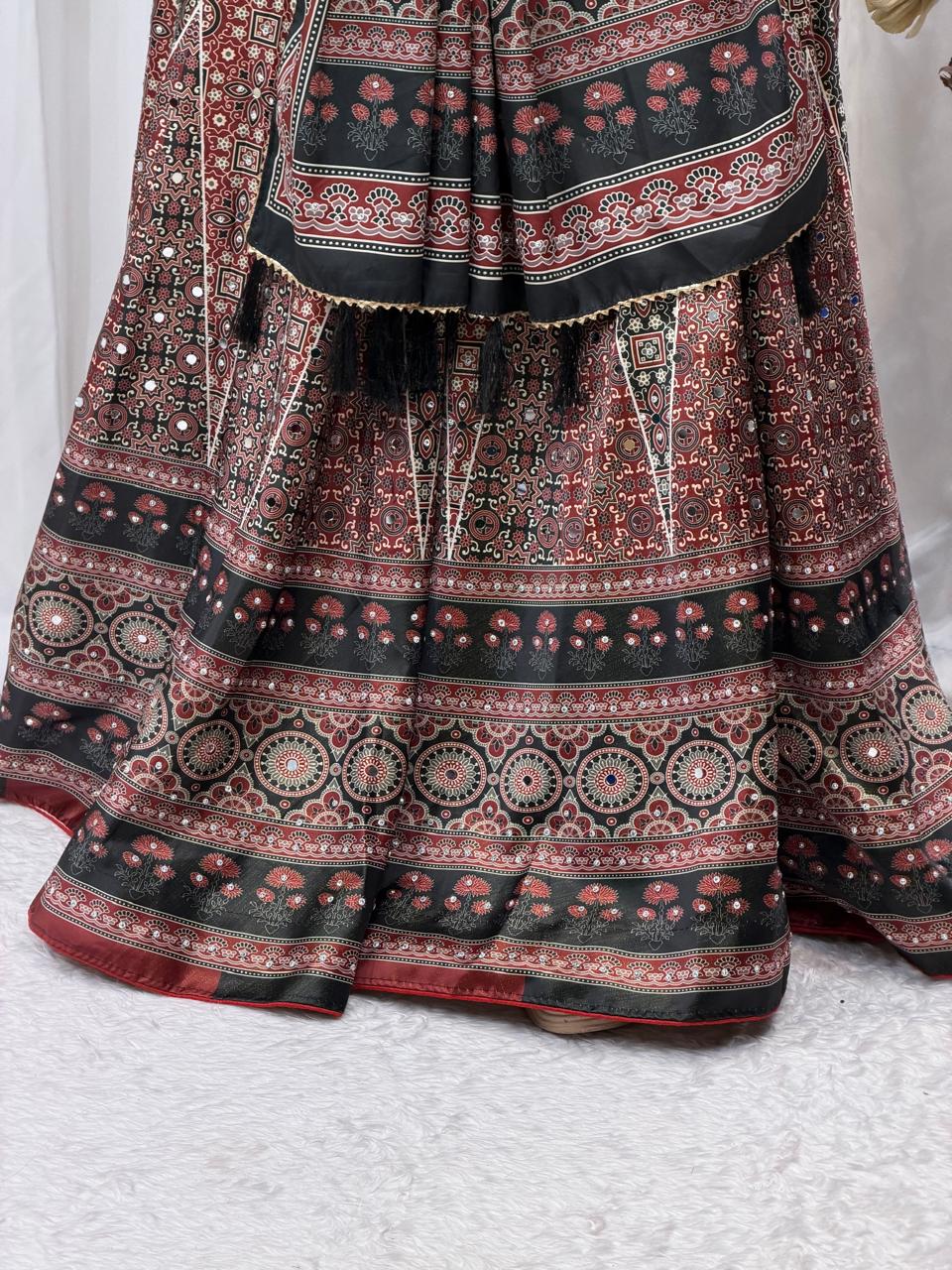 Maroon Heritage Print Designer Choli