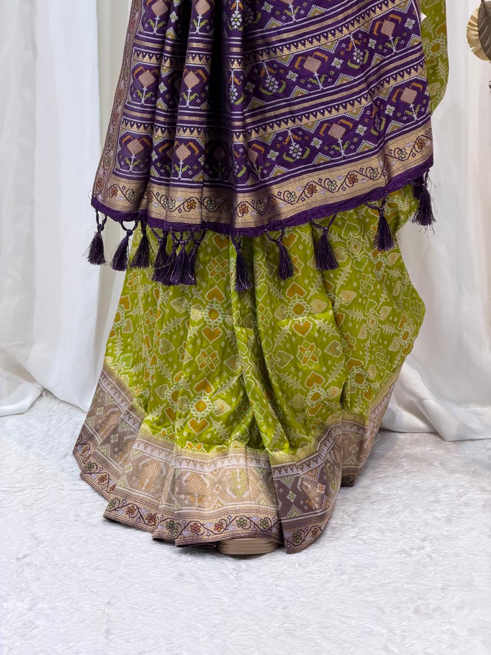 Classic Purple and Green Silk Saree for Festive Wear