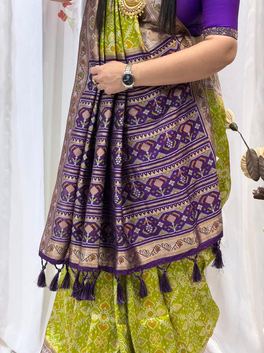 Classic Purple and Green Silk Saree for Festive Wear