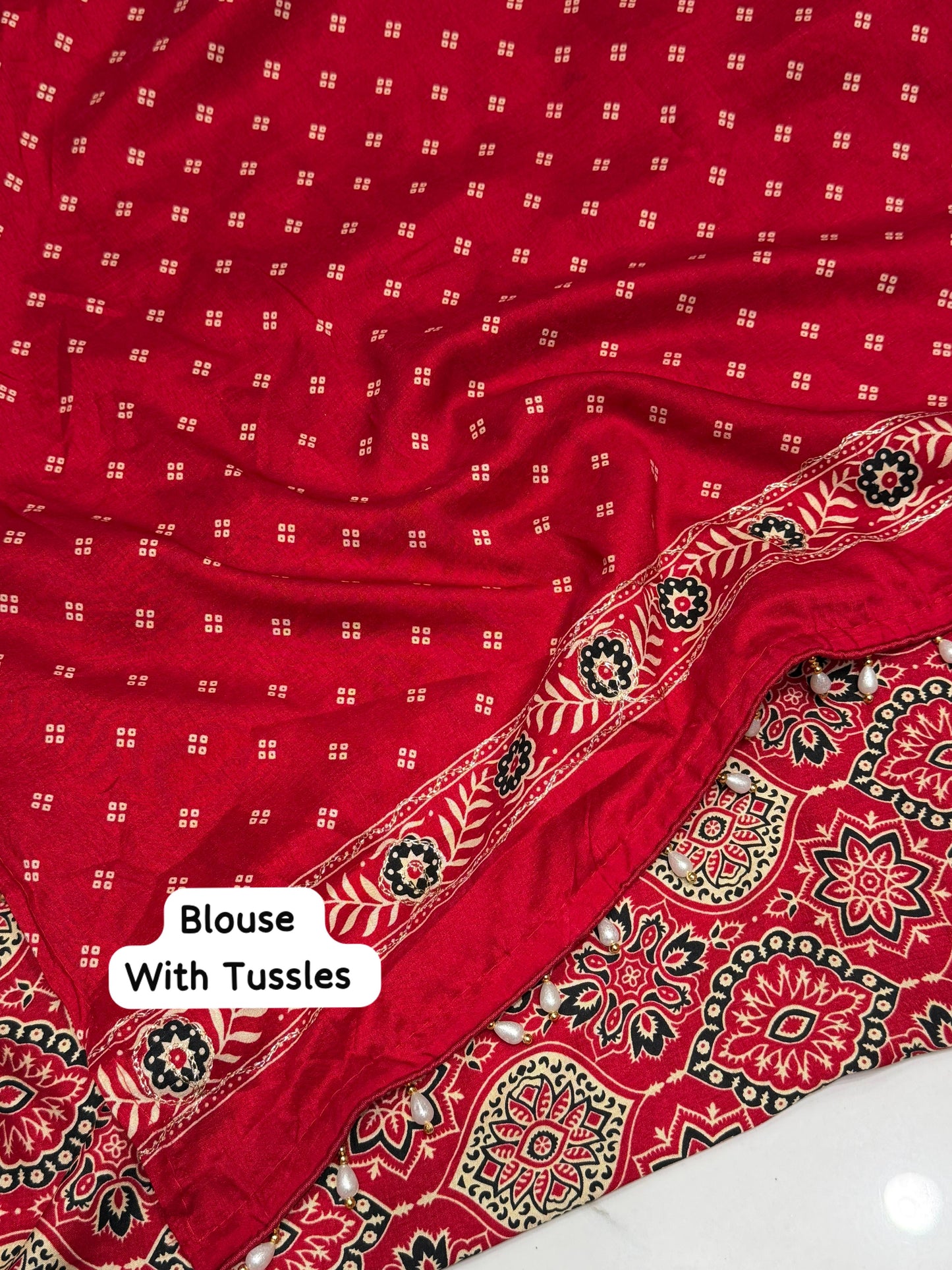 Royal Red Traditional Printed Saree with Ethnic Floral Border