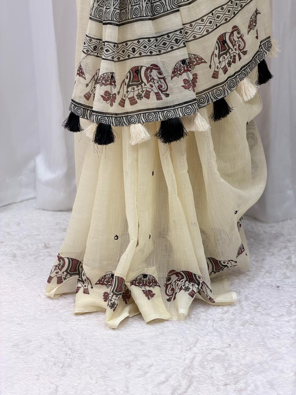 Casual & Festive Wear Cotton Blend Saree for Women