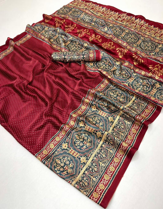 Festive Wear Purple Printed Saree with Heritage Design