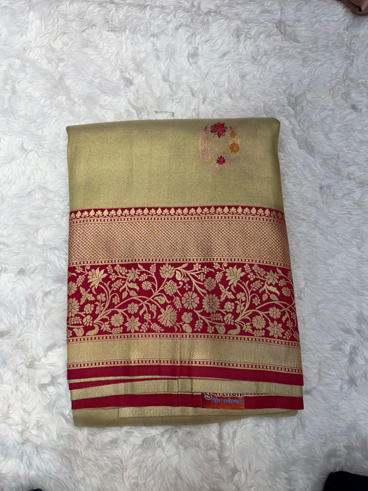 Teal Green Zari Woven Festive Saree with Designer Border
