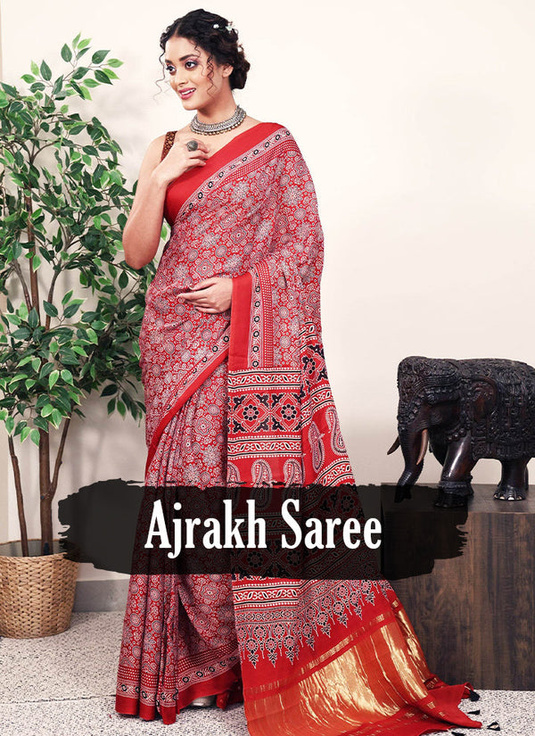 Ajrakh Saree