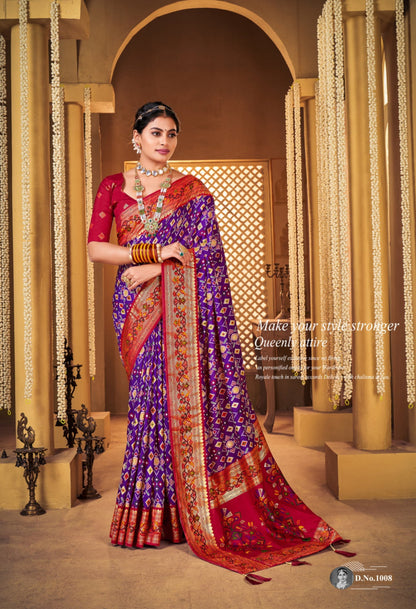 Purple Soft Dola Silk Paithani Patola Saree SBS5