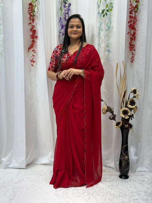 Classic Red Minimal Elegance Saree
