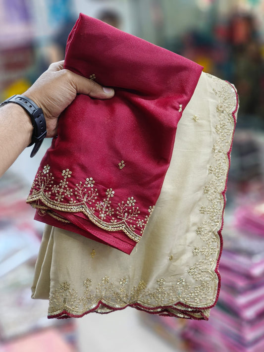 soft and hanwork border elegant saree