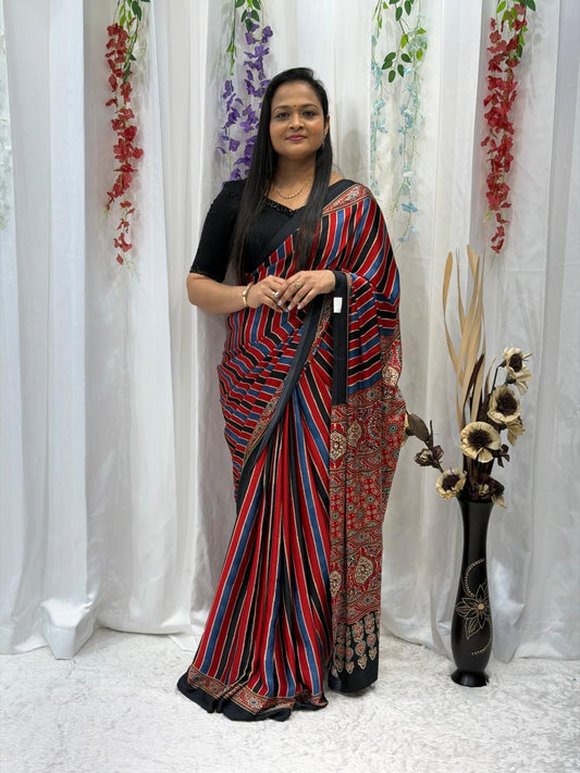 Royal Rhythm Striped Designer Saree