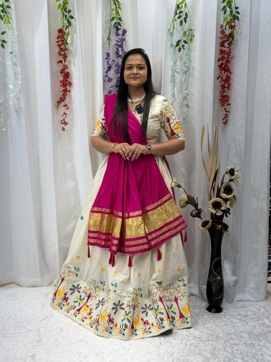 Ivory Bloom Embroidered Designer Choli