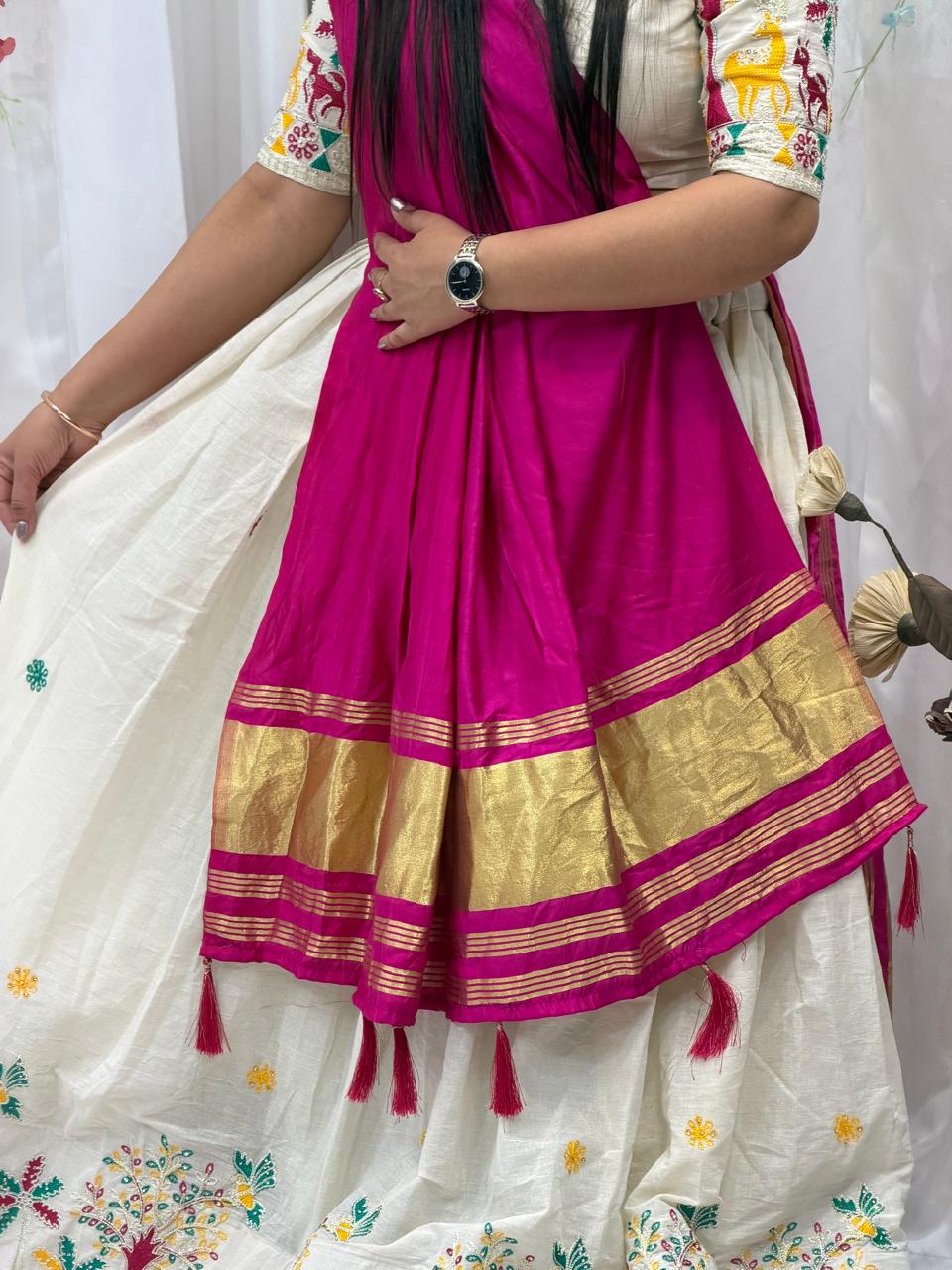Ivory Bloom Embroidered Designer Choli