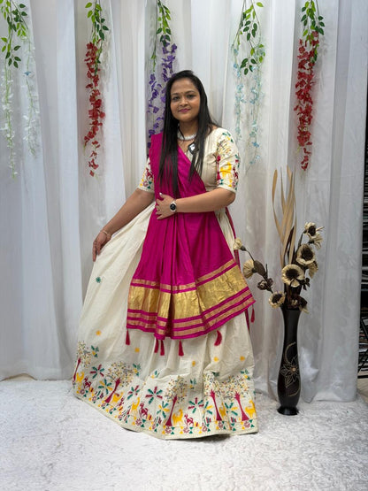 Ivory Bloom Embroidered Designer Choli