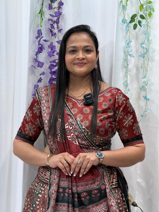 Maroon Heritage Print Designer Choli