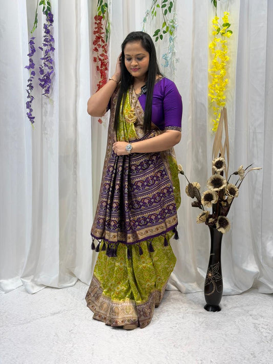Classic Purple and Green Silk Saree for Festive Wear
