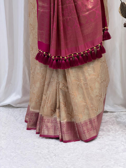 Heritage Pink Silk Saree with Luxurious Pallu Design