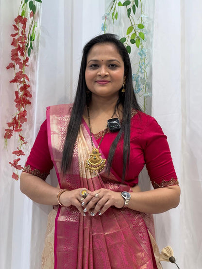 Heritage Pink Silk Saree with Luxurious Pallu Design
