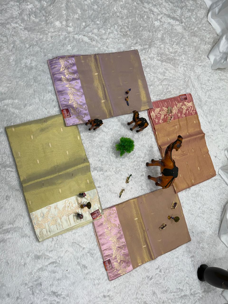 Sea Green & Aqua Zari Woven Saree with Tassel Pallu