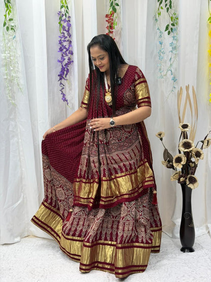 Maroon Regal Print Designer Choli