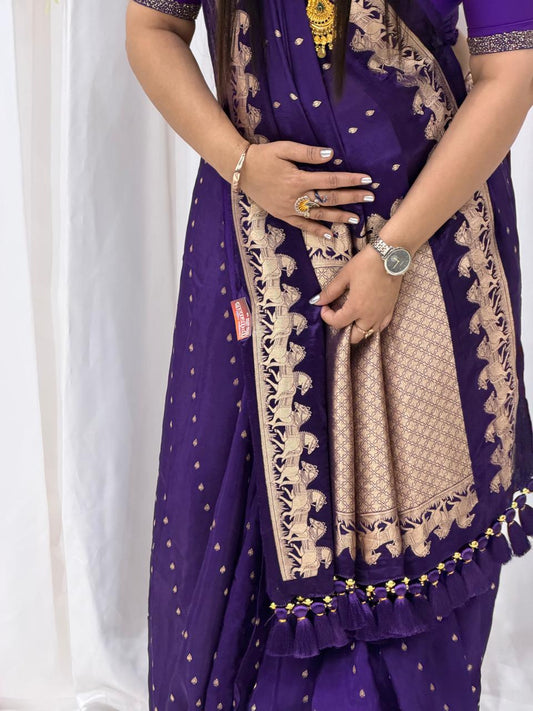 Royal Purple Zari Border Festive Saree