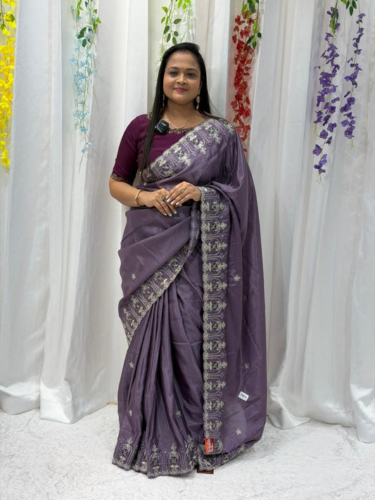 Royal Lavender Festive Wear Saree