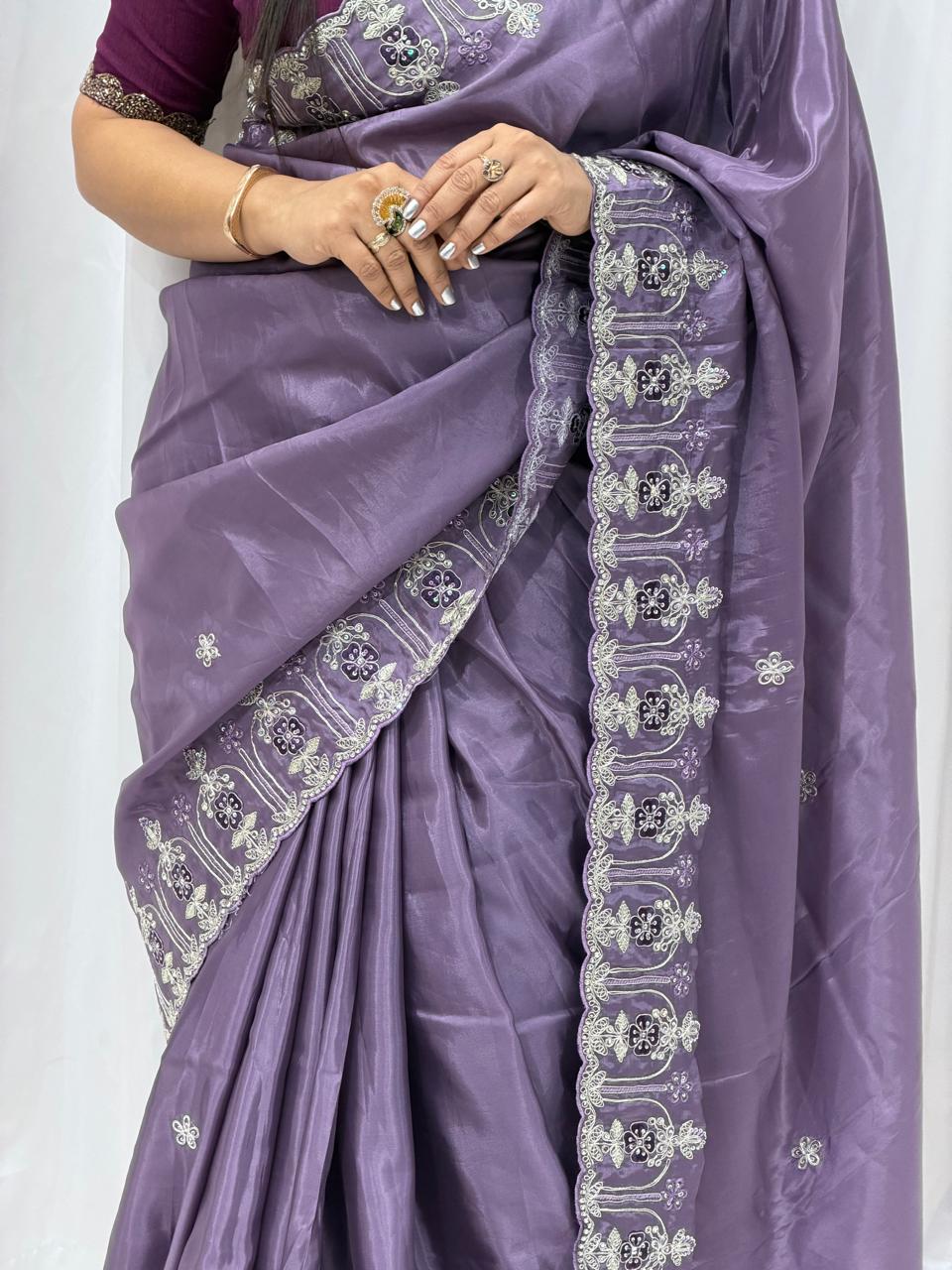 Royal Lavender Festive Wear Saree