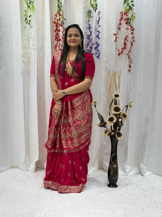 Graceful Ruby Red Ethnic Woven Saree