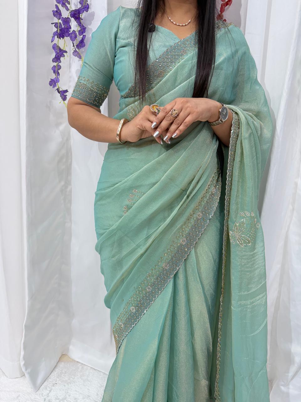 Serene Mint Grace Festive Saree