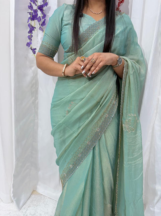 Serene Mint Grace Festive Saree