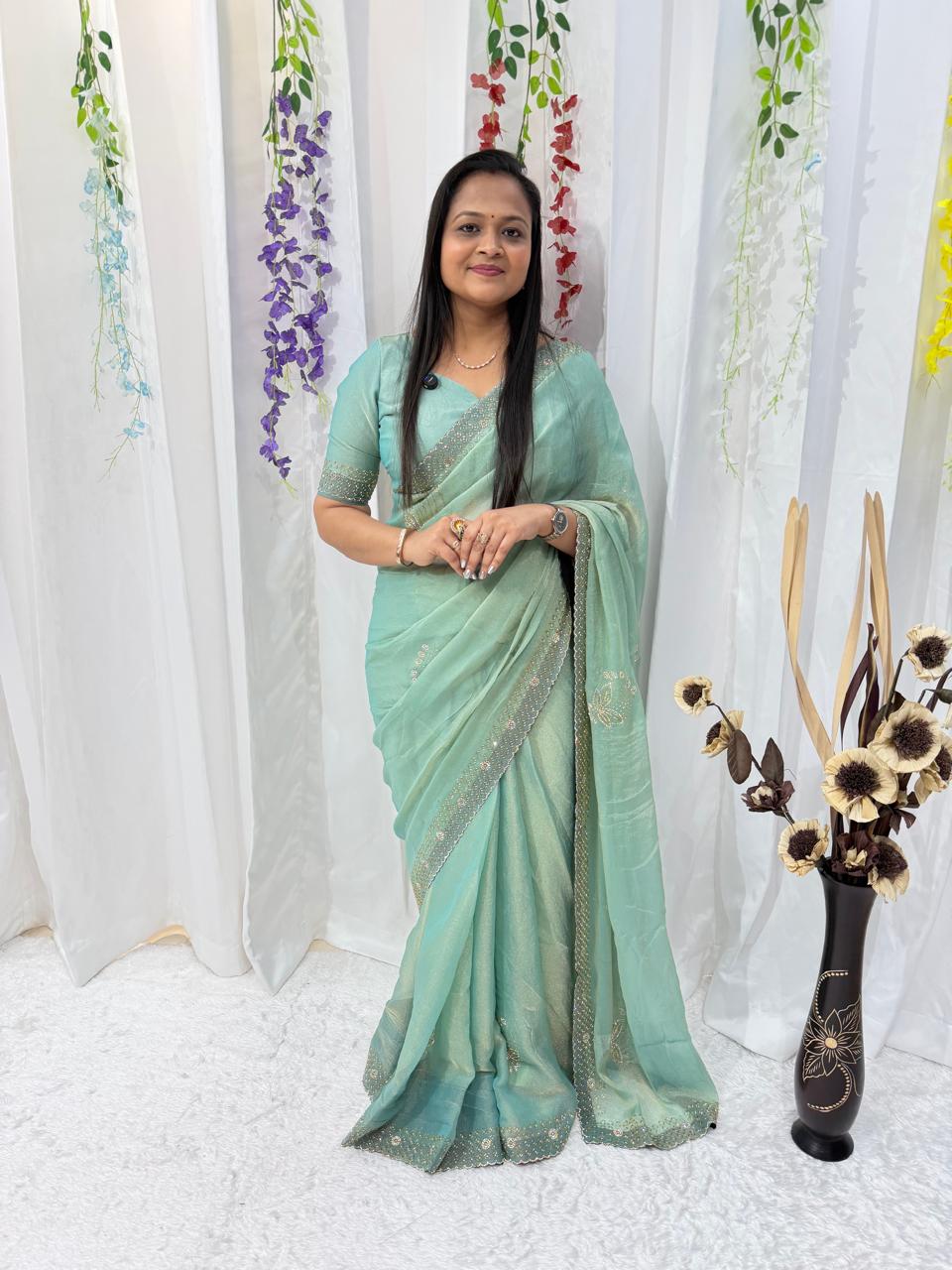 Serene Mint Grace Festive Saree