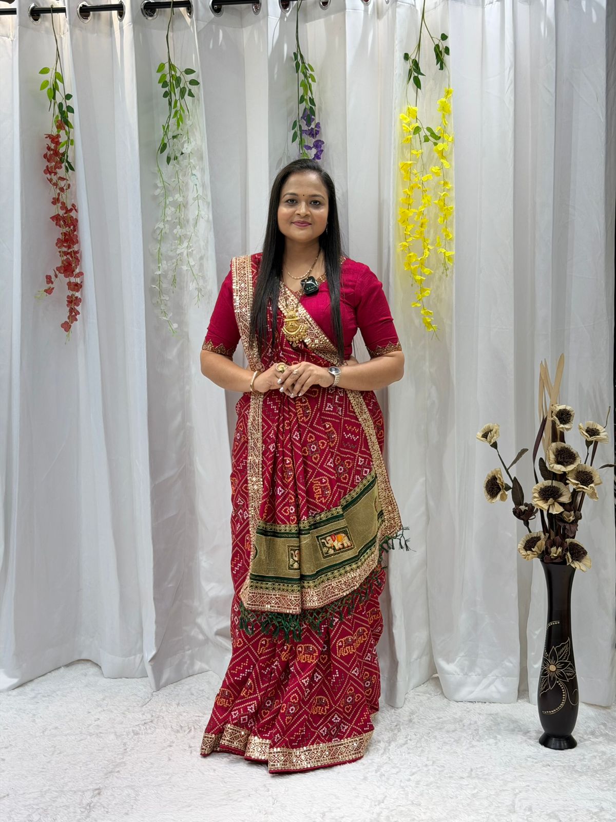 Wedding Wear Rani pink Saree with Grand Ethnic Appeal