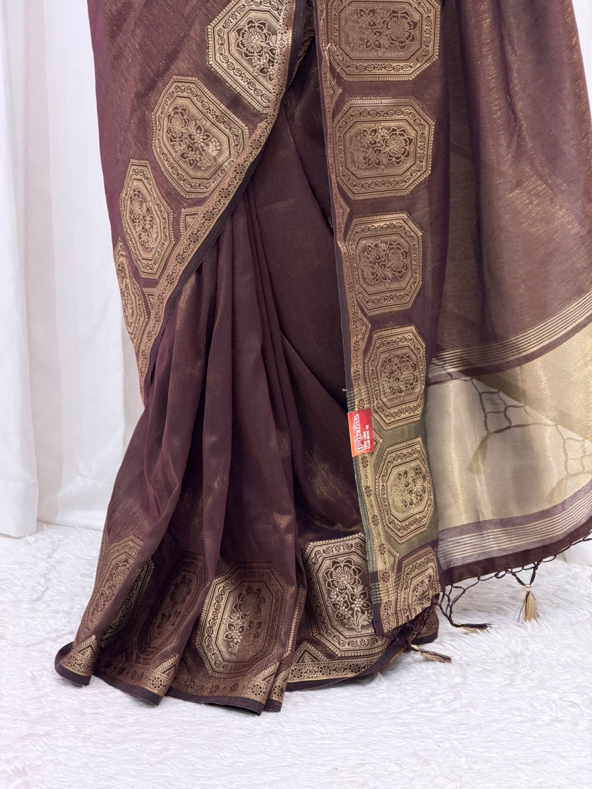 Premium Coffee Brown Traditional Saree with Intricate Zari Work