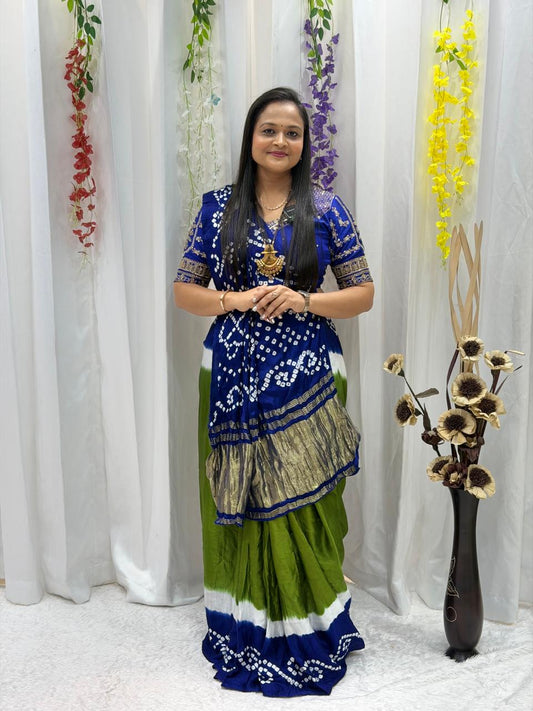 Designer Blue & Green Traditional Saree
