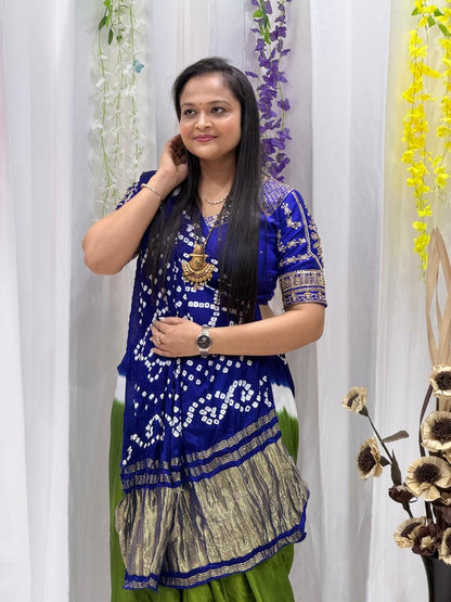 Designer Blue & Green Traditional Saree