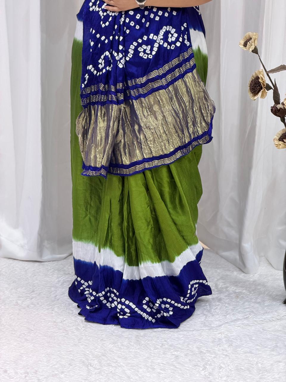 Designer Blue & Green Traditional Saree