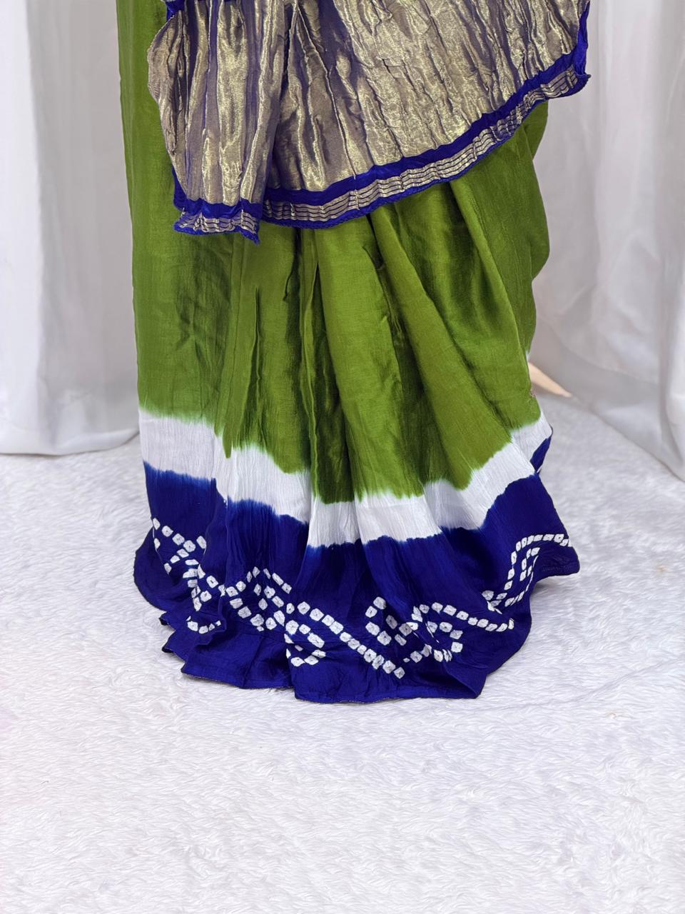 Designer Blue & Green Traditional Saree