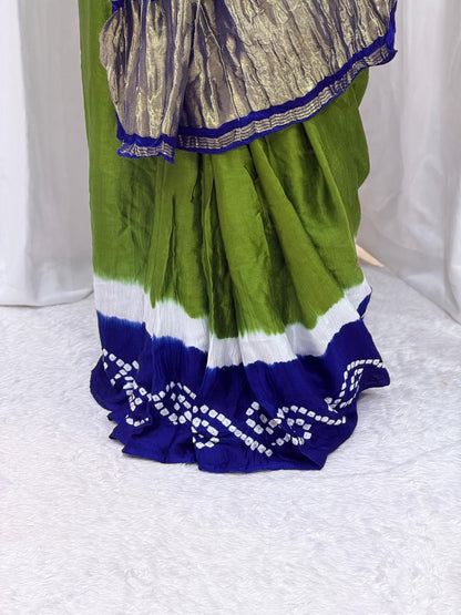 Designer Blue & Green Traditional Saree