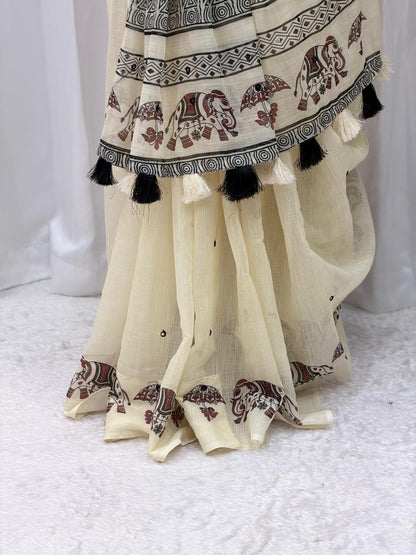 Casual & Festive Wear Cotton Blend Saree for Women
