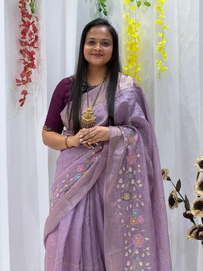 Premium Lavender Party Wear Saree for Women