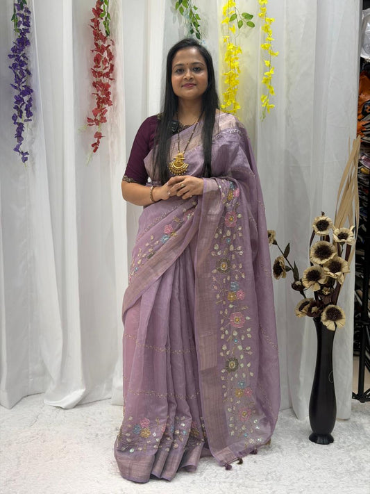 Premium Lavender Party Wear Saree for Women
