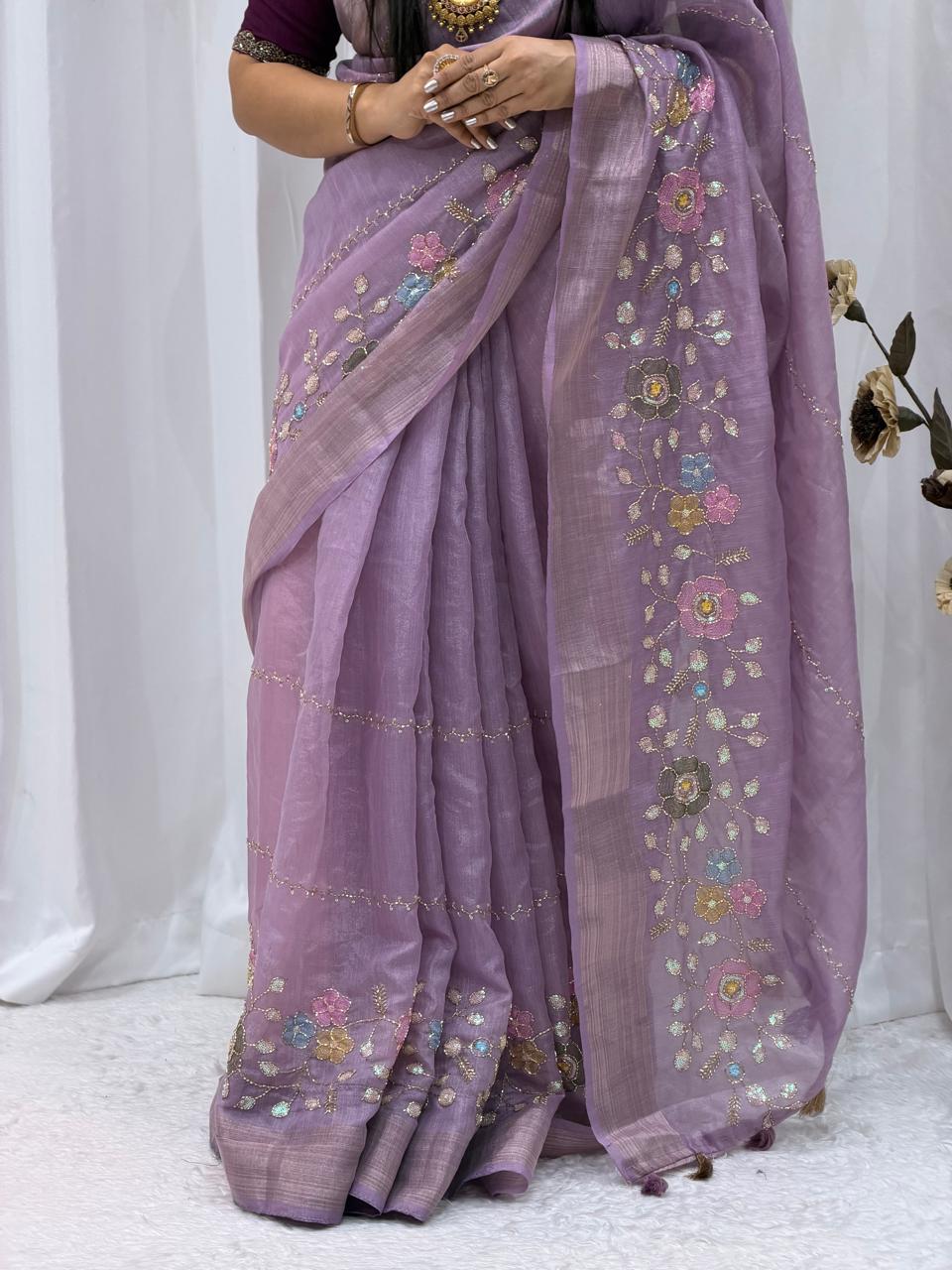 Premium Lavender Party Wear Saree for Women