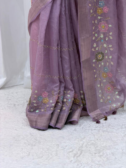 Premium Lavender Party Wear Saree for Women