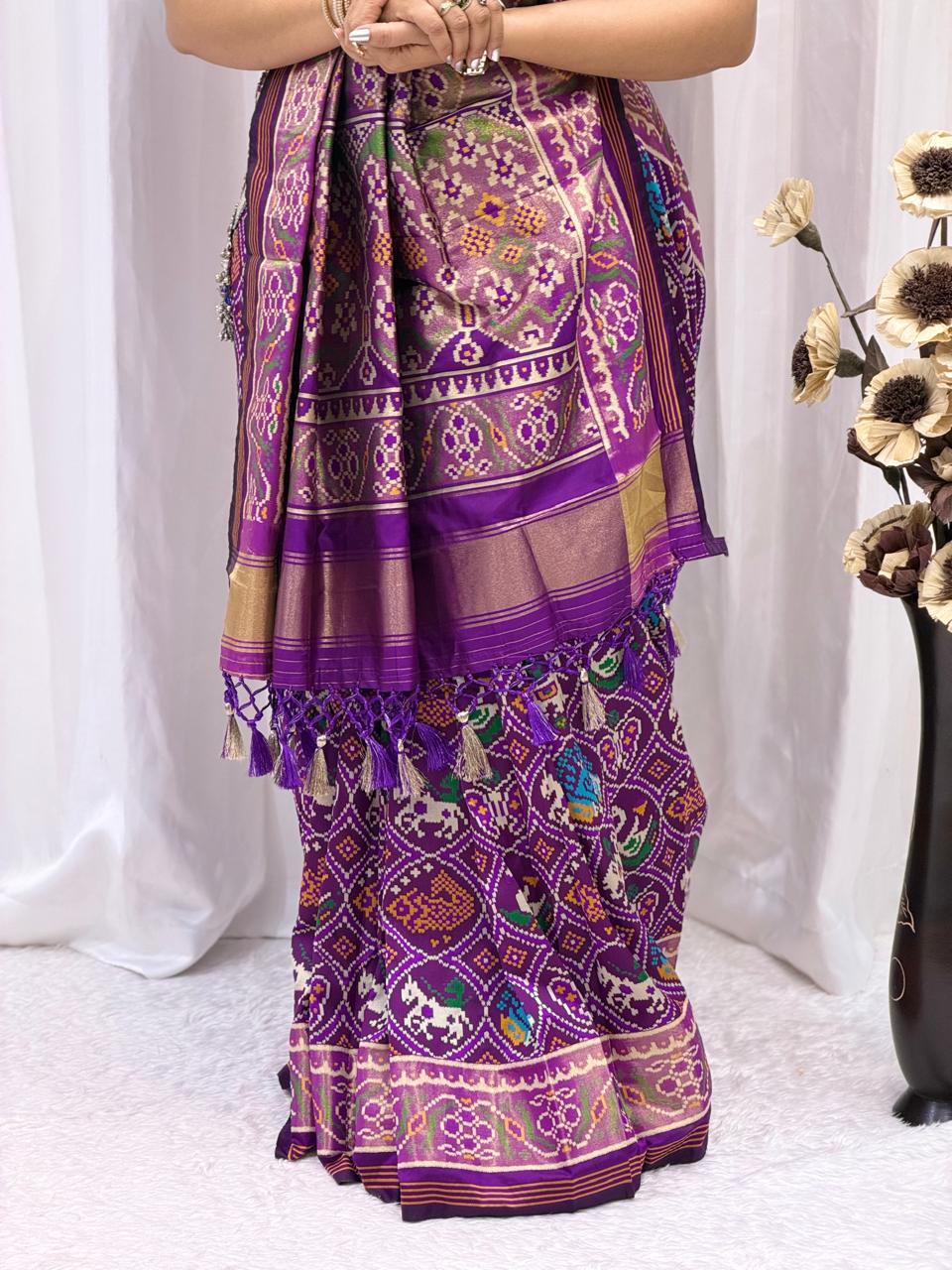 Royal Purple Traditional Woven Silk Blend Saree with Rich Ethnic Motifs