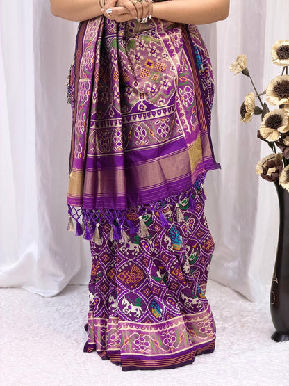 Royal Purple Traditional Woven Silk Blend Saree with Rich Ethnic Motifs