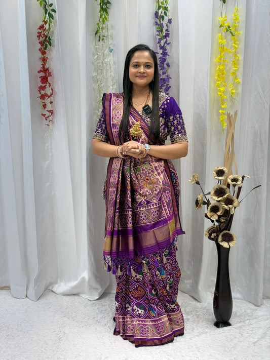 Royal Purple Traditional Woven Silk Blend Saree with Rich Ethnic Motifs