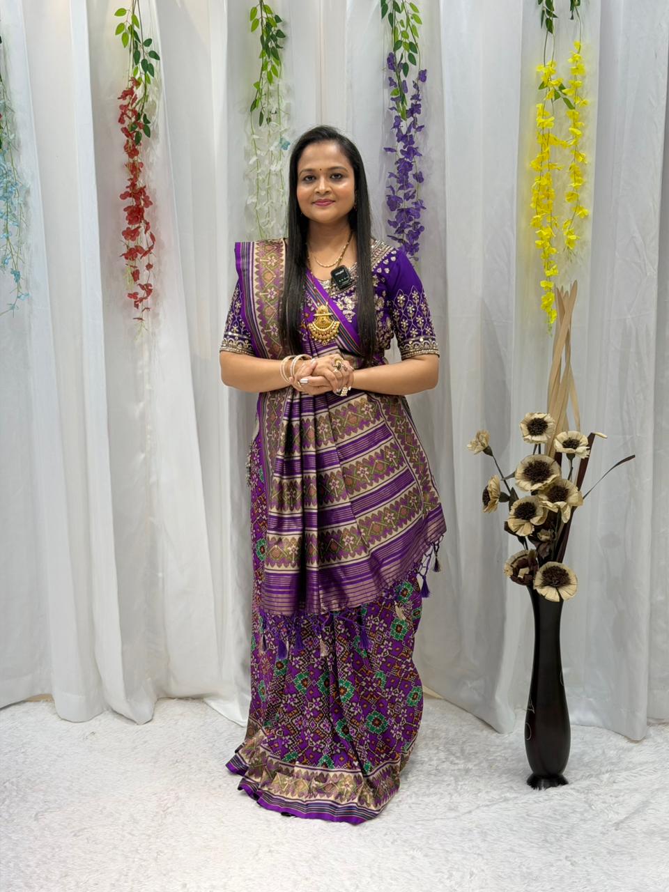 Premium Purple Jacquard Weaving Saree with Elegant Border