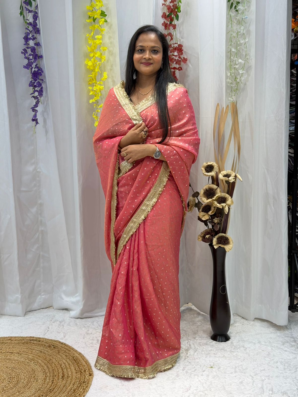 Pink Linen Saree for Wedding & Party Wear